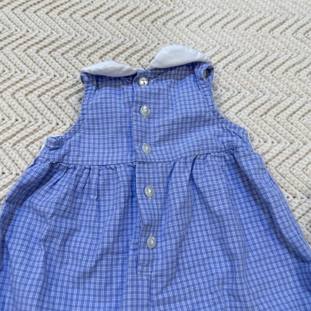 First Moments Romper‎ Baby Girl 3-6 Month Smocked Mermaids Sleeveless Plaid VTG